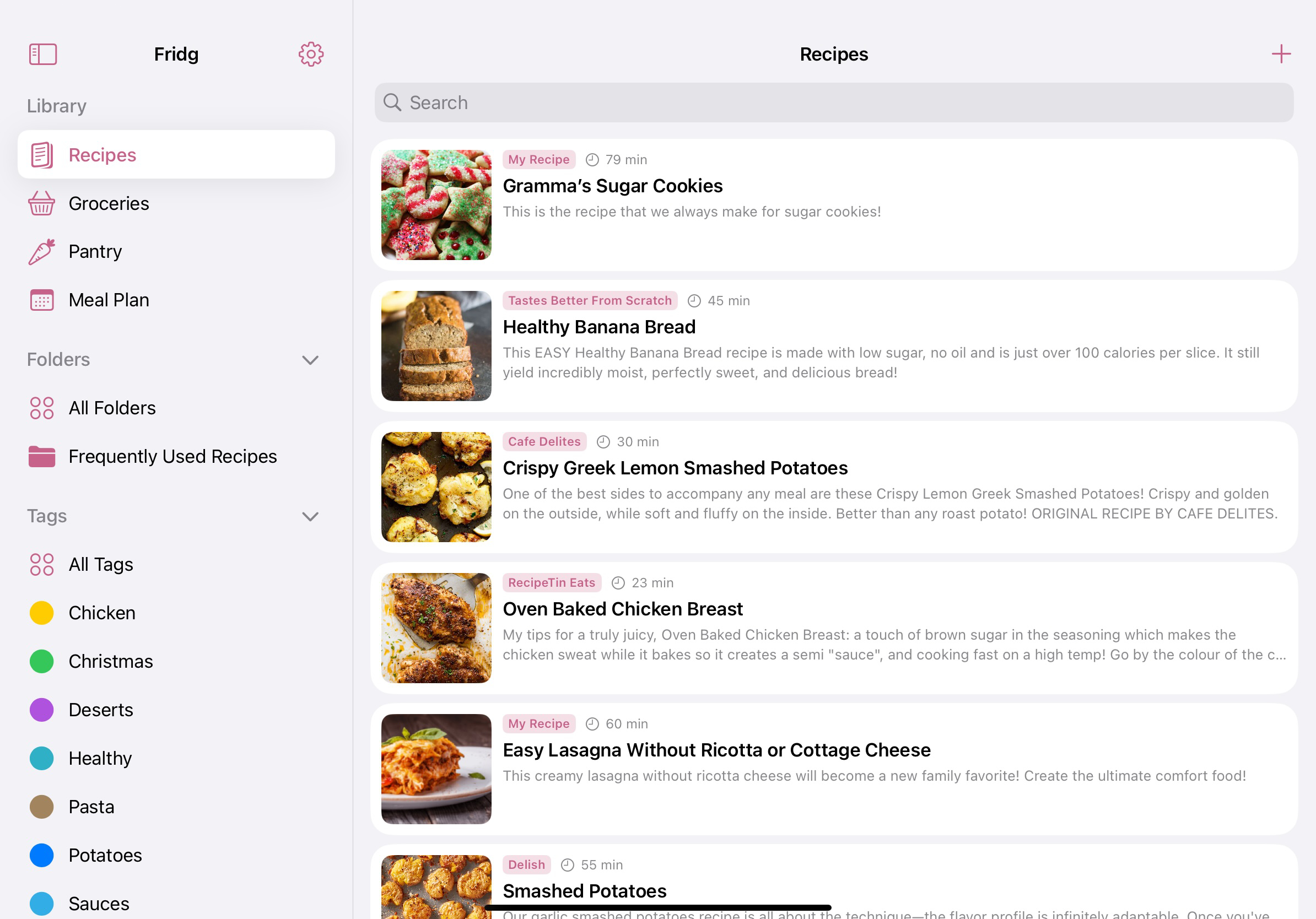 Fridge App iPad Screenshot